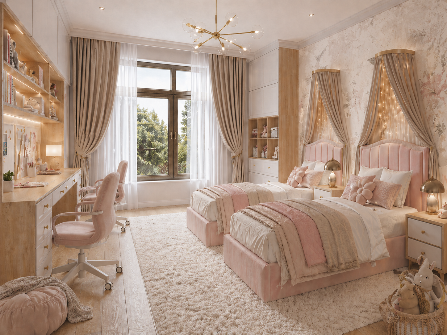 Rose garden kids room interior visualization